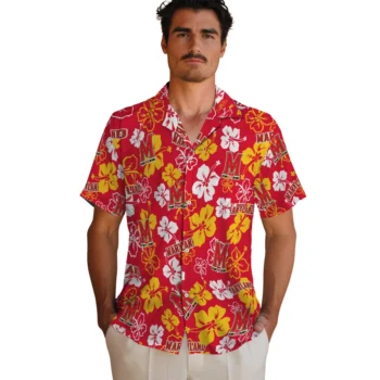 maryland terrapins hibiscus bloom red hawaiian shirts fashion forward