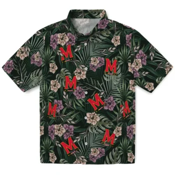 maryland terrapins hibiscus leaves pattern green hawaiian shirts best selling