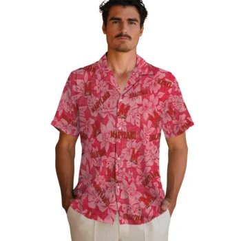 maryland terrapins hibiscus oasis red hawaiian shirts fashion forward