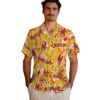 maryland terrapins hibiscus overlay hawaiian shirts fashion forward