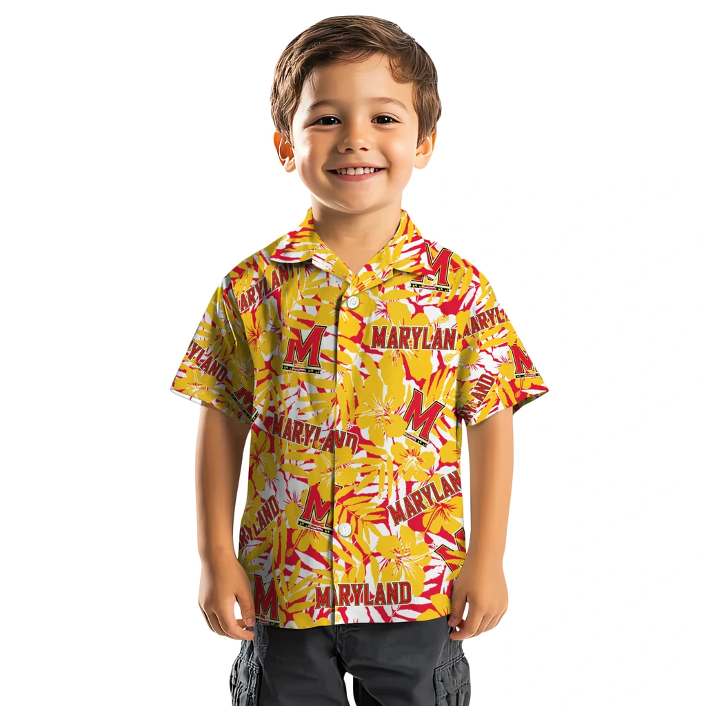 Maryland Terrapins Hawaiian Shirt - Hibiscus Overlay maryland terrapins hibiscus overlay hawaiian shirts top rated