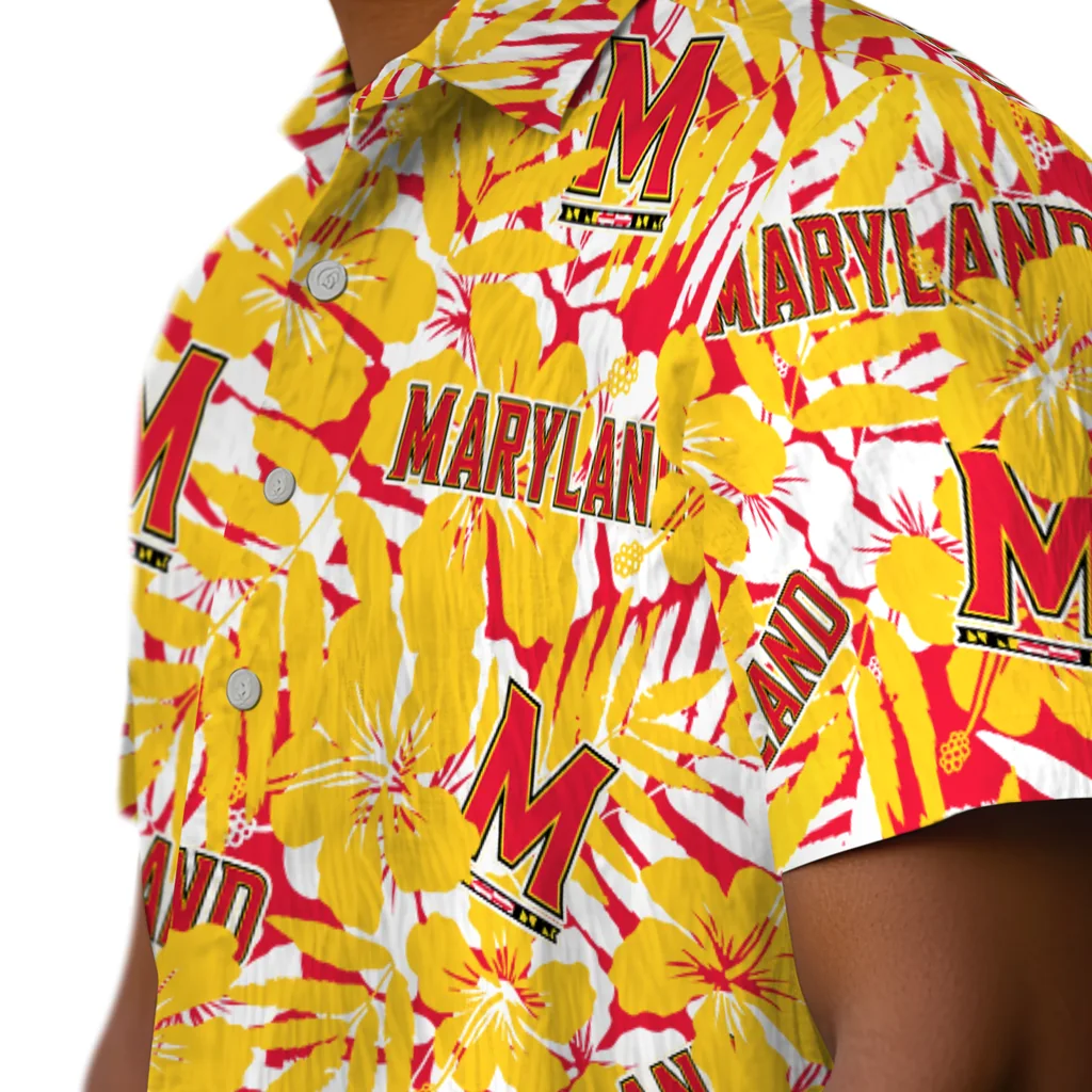 Maryland Terrapins Hawaiian Shirt - Hibiscus Overlay maryland terrapins hibiscus overlay hawaiian shirts trendy