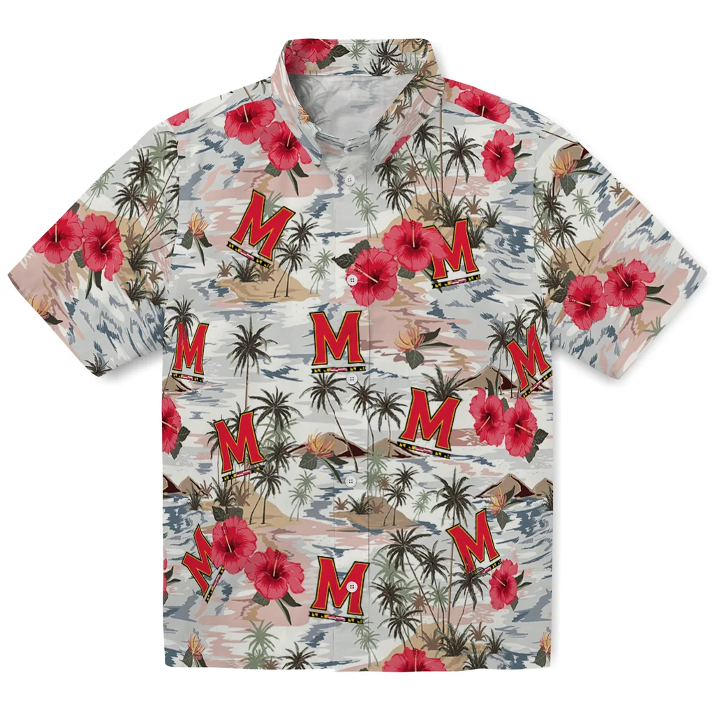 Maryland Terrapins Hawaiian Shirt - Hibiscus Seaside maryland terrapins hibiscus seaside white hawaiian shirts best selling