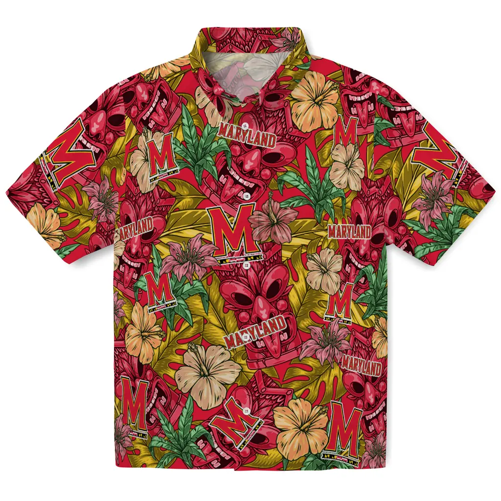 Maryland Terrapins Hawaiian Shirt - Hibiscus Tiki Jungle maryland terrapins tiki jungle red hawaiian shirts best selling