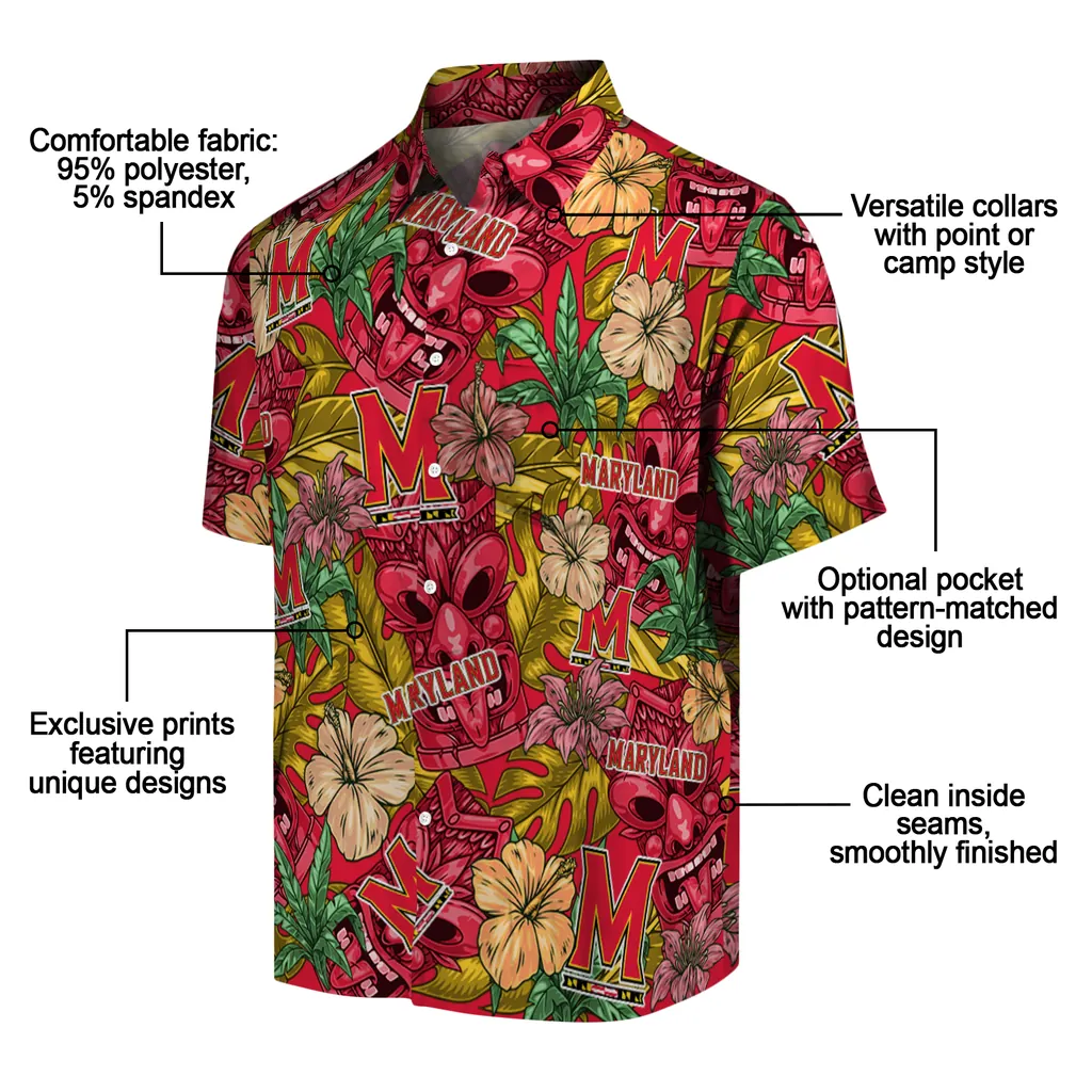 Maryland Terrapins Hawaiian Shirt - Hibiscus Tiki Jungle maryland terrapins tiki jungle red hawaiian shirts new arrival