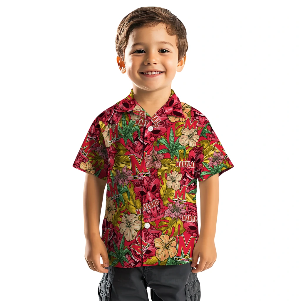 Maryland Terrapins Hawaiian Shirt - Hibiscus Tiki Jungle maryland terrapins tiki jungle red hawaiian shirts top rated