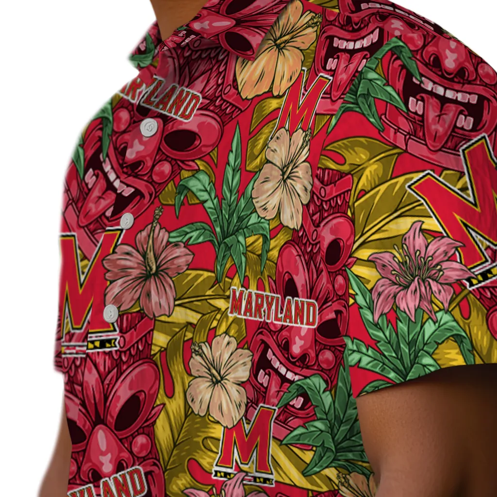 Maryland Terrapins Hawaiian Shirt - Hibiscus Tiki Jungle maryland terrapins tiki jungle red hawaiian shirts trendy