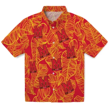 maryland terrapins leaf outline red hawaiian shirts best selling