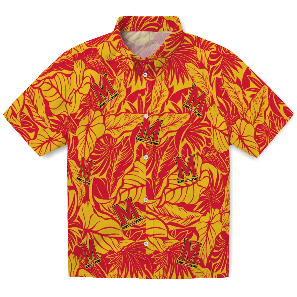 Maryland Terrapins Hawaiian Shirt - Monstera Layer maryland terrapins monstera layer red hawaiian shirts best selling