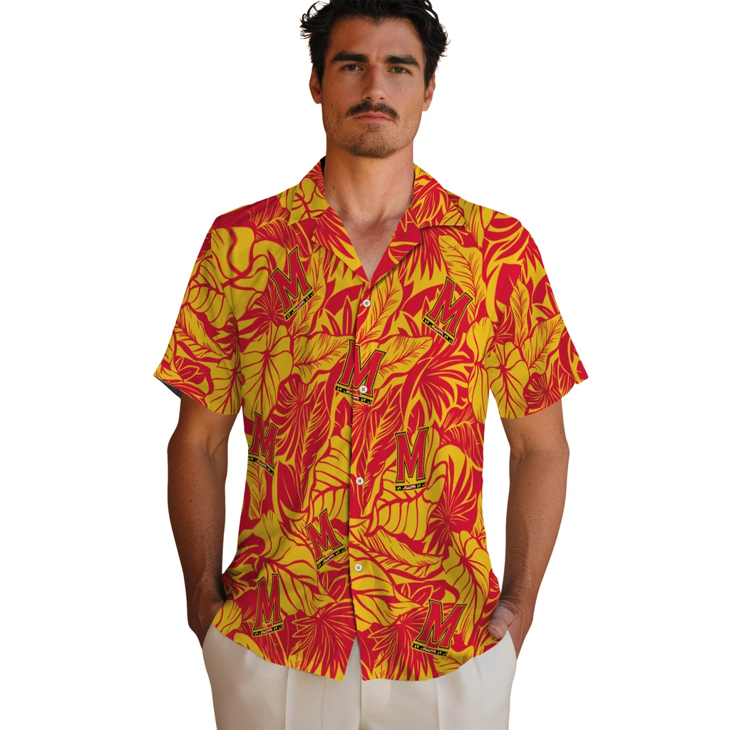 Maryland Terrapins Hawaiian Shirt - Monstera Layer maryland terrapins monstera layer red hawaiian shirts fashion forward