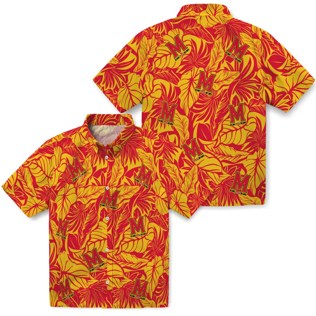 Maryland Terrapins Hawaiian Shirt - Monstera Layer maryland terrapins monstera layer red hawaiian shirts high quality