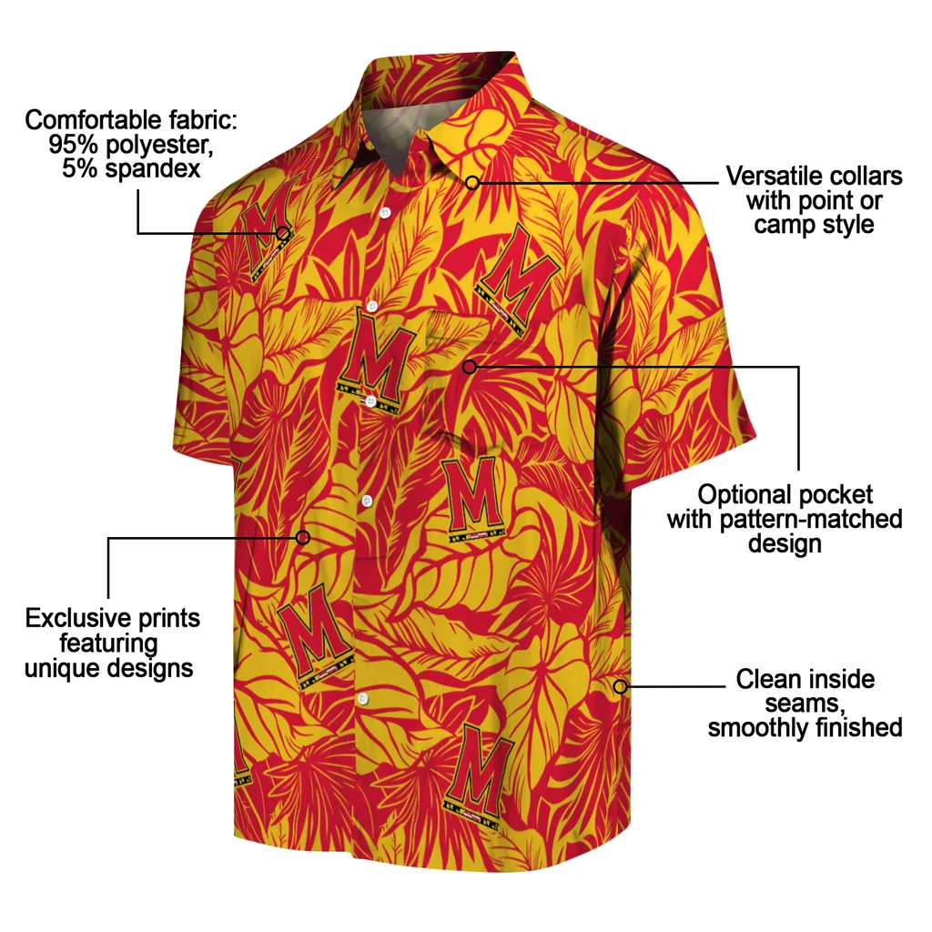 Maryland Terrapins Hawaiian Shirt - Monstera Layer maryland terrapins monstera layer red hawaiian shirts new arrival