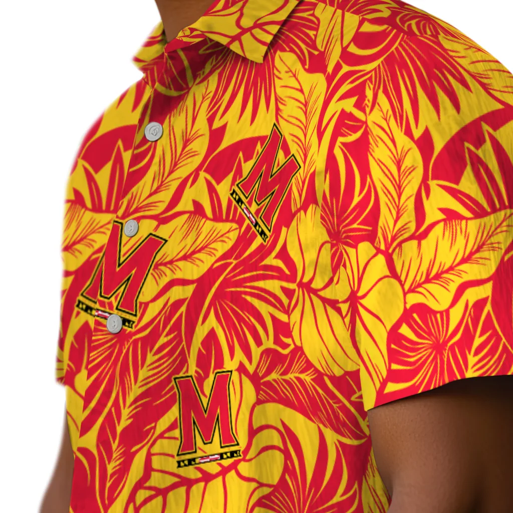 Maryland Terrapins Hawaiian Shirt - Monstera Layer maryland terrapins monstera layer red hawaiian shirts trendy
