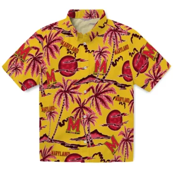 maryland terrapins palm sunset hawaiian shirts best selling