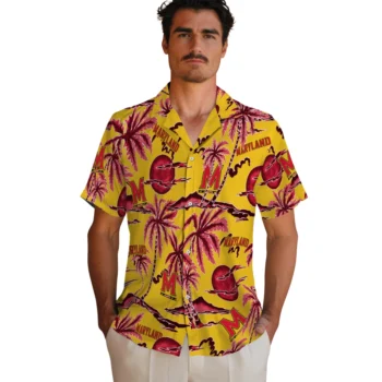 maryland terrapins palm sunset hawaiian shirts fashion forward
