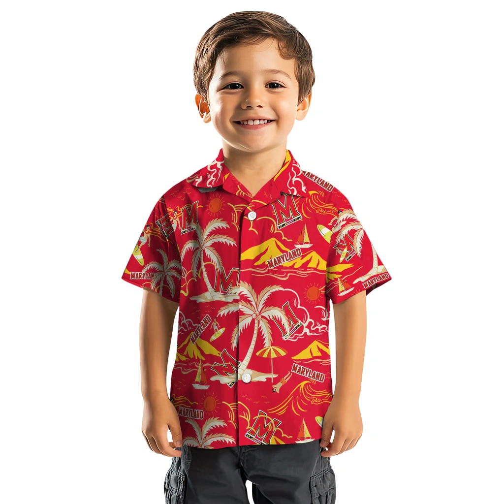Maryland Terrapins Hawaiian Shirt - Palm Tree Island maryland terrapins palm tree island red hawaiian shirts top rated