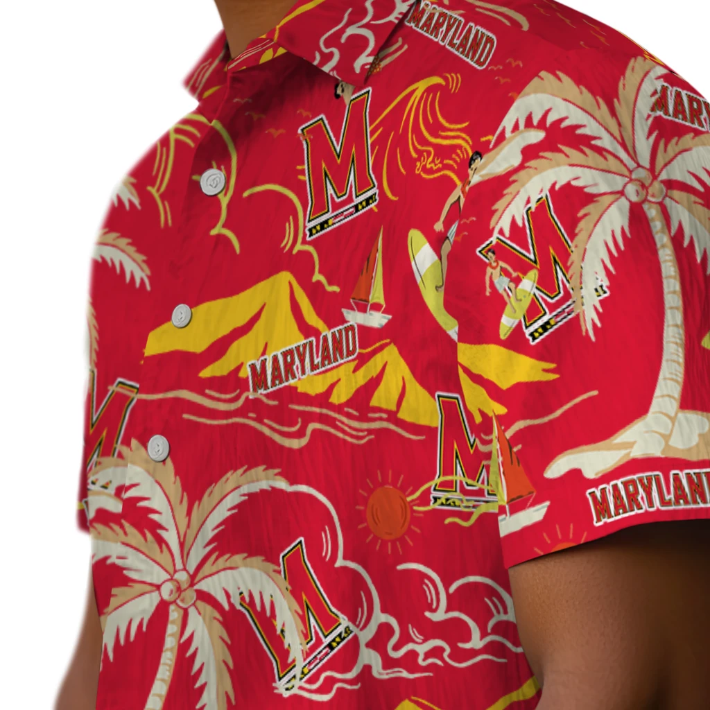 Maryland Terrapins Hawaiian Shirt - Palm Tree Island maryland terrapins palm tree island red hawaiian shirts trendy