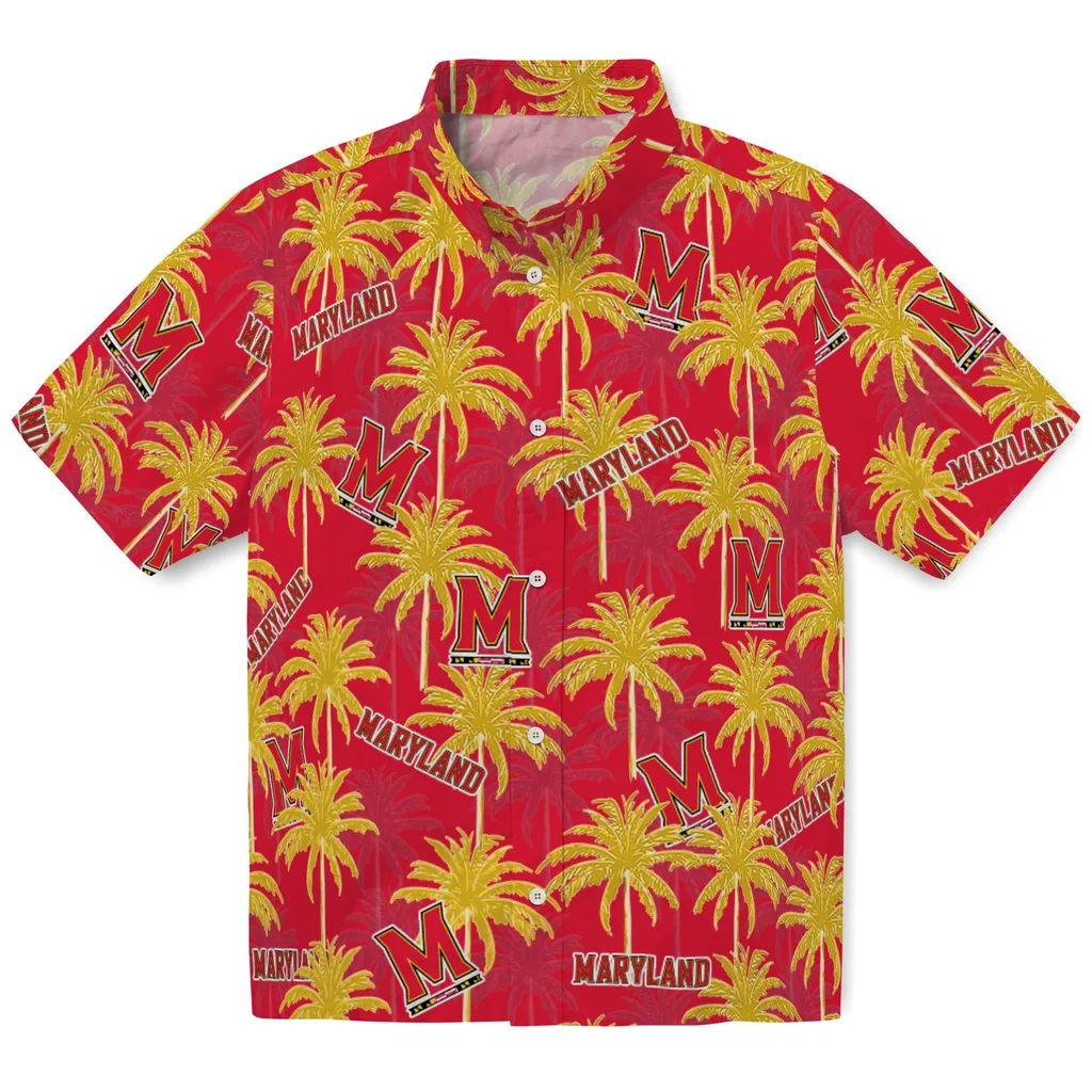 Maryland Terrapins Hawaiian Shirt - Palm Tree Motif maryland terrapins palm grove red hawaiian shirts best selling