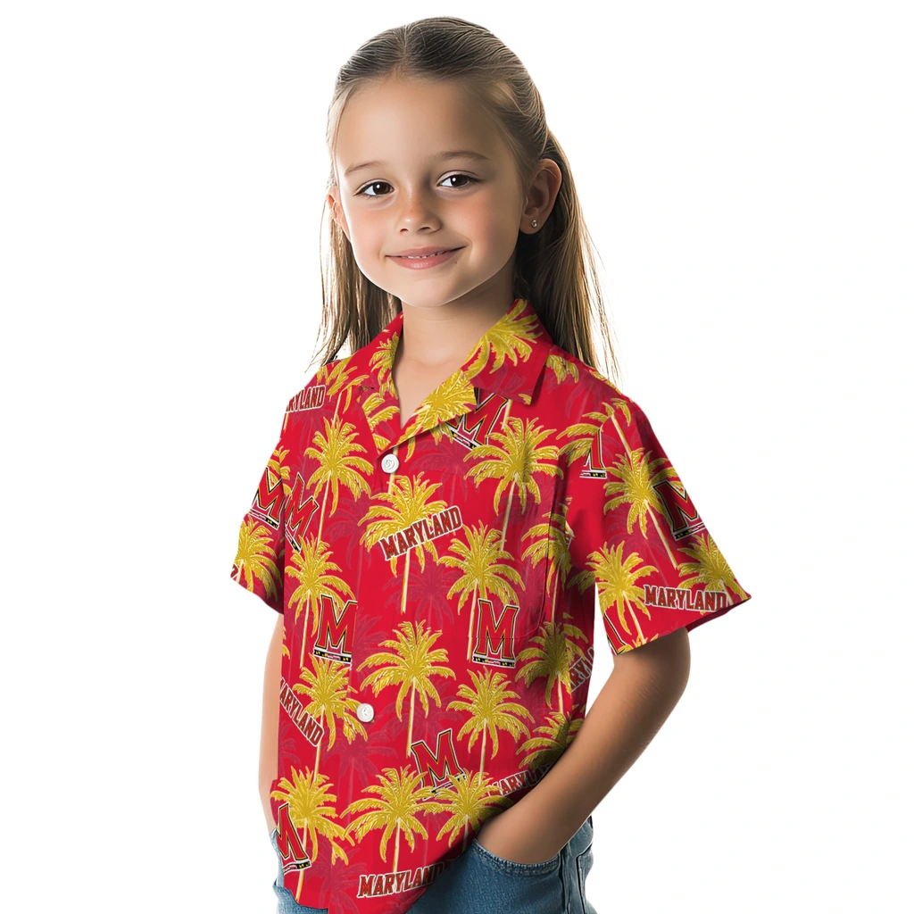 Maryland Terrapins Hawaiian Shirt - Palm Tree Motif maryland terrapins palm grove red hawaiian shirts premium grade