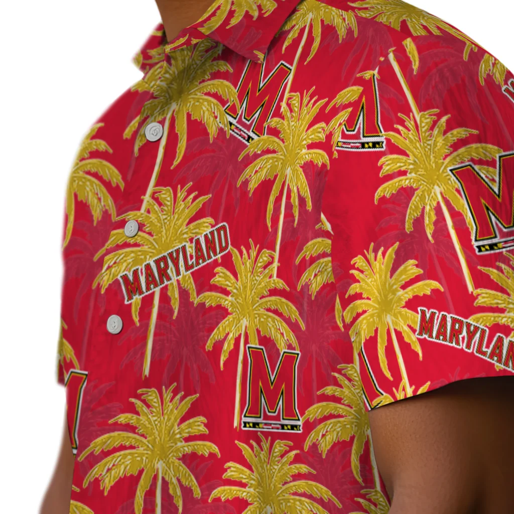 Maryland Terrapins Hawaiian Shirt - Palm Tree Motif maryland terrapins palm grove red hawaiian shirts trendy