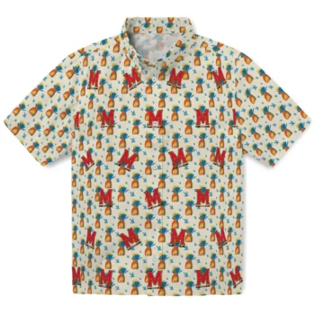 maryland terrapins pineapple delight beige hawaiian shirts best selling