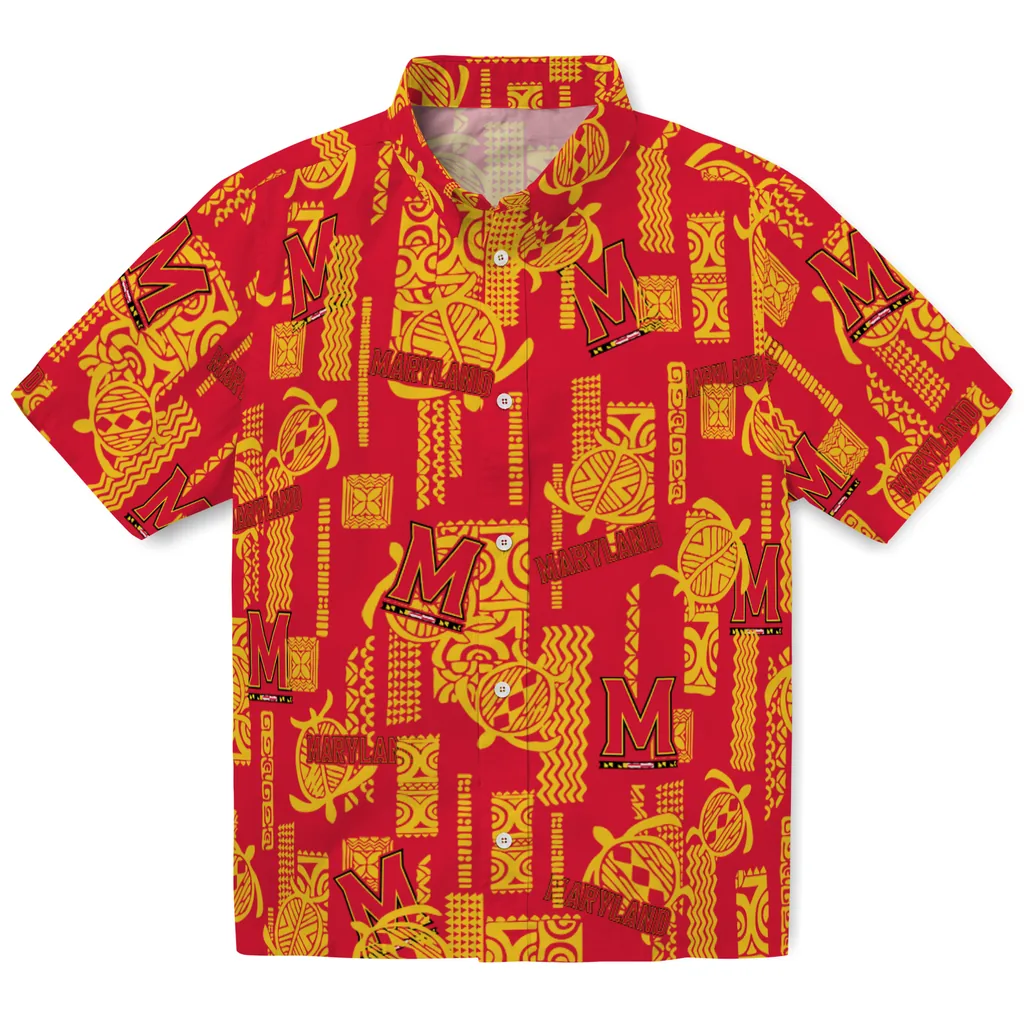 Maryland Terrapins Hawaiian Shirt - Turtle Lines maryland terrapins turtle lines red hawaiian shirts best selling