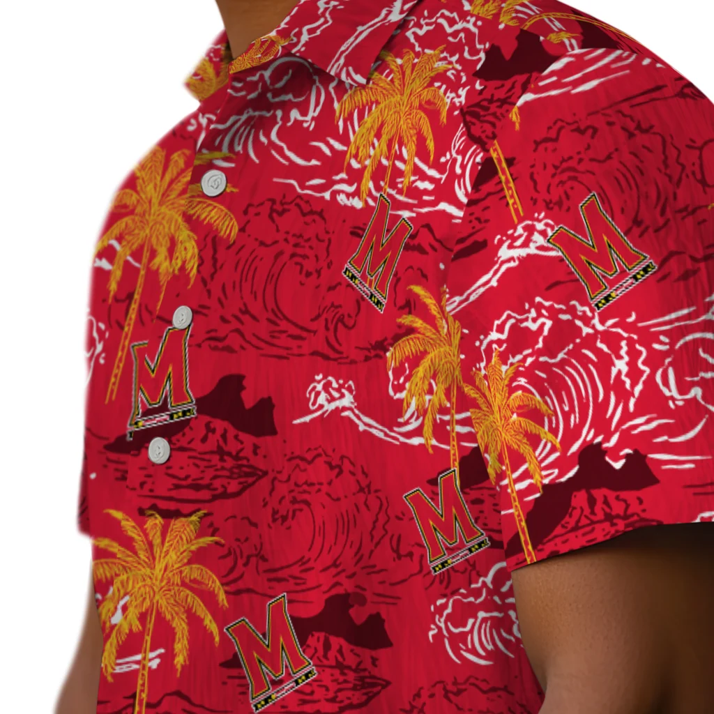Maryland Terrapins Hawaiian Shirt - Wave Palm maryland terrapins wave palm red hawaiian shirts trendy