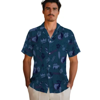 memphis grizzlies beach vibe navy hawaiian shirts fashion forward