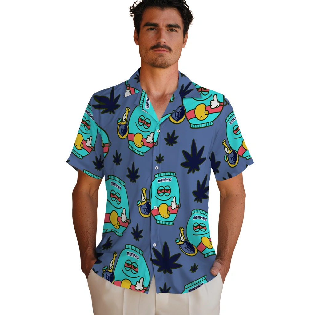 Memphis Grizzlies Hawaiian Shirt - Chill Vibe memphis grizzlies bong smile blue hawaiian shirts fashion forward
