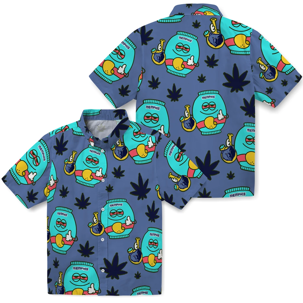 Memphis Grizzlies Hawaiian Shirt - Chill Vibe memphis grizzlies bong smile blue hawaiian shirts high quality