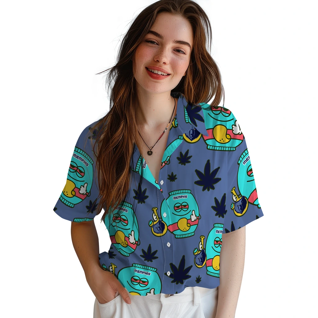 Memphis Grizzlies Hawaiian Shirt - Chill Vibe memphis grizzlies bong smile blue hawaiian shirts latest model