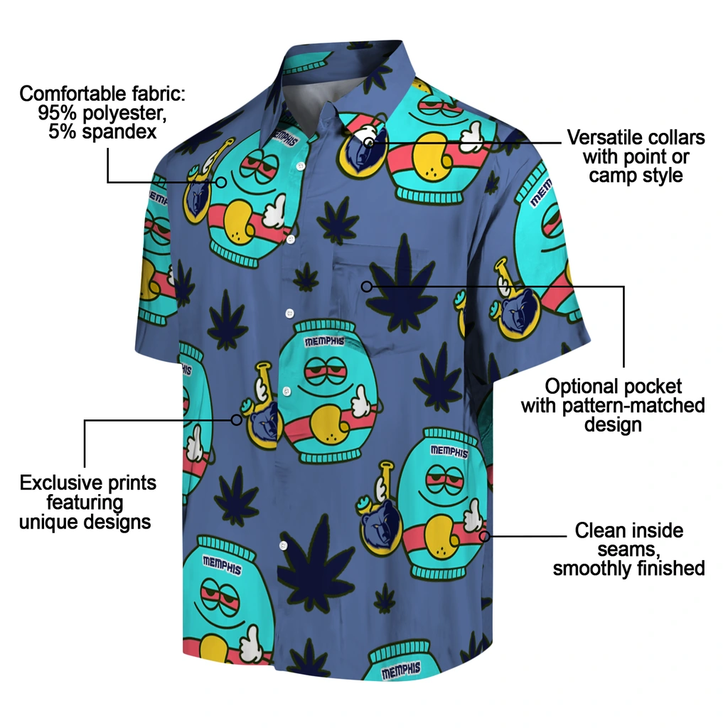 Memphis Grizzlies Hawaiian Shirt - Chill Vibe memphis grizzlies bong smile blue hawaiian shirts new arrival