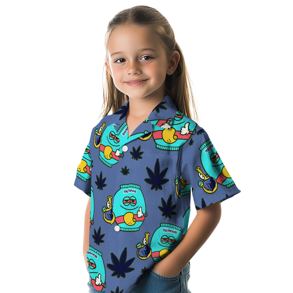 Memphis Grizzlies Hawaiian Shirt - Chill Vibe memphis grizzlies bong smile blue hawaiian shirts premium grade
