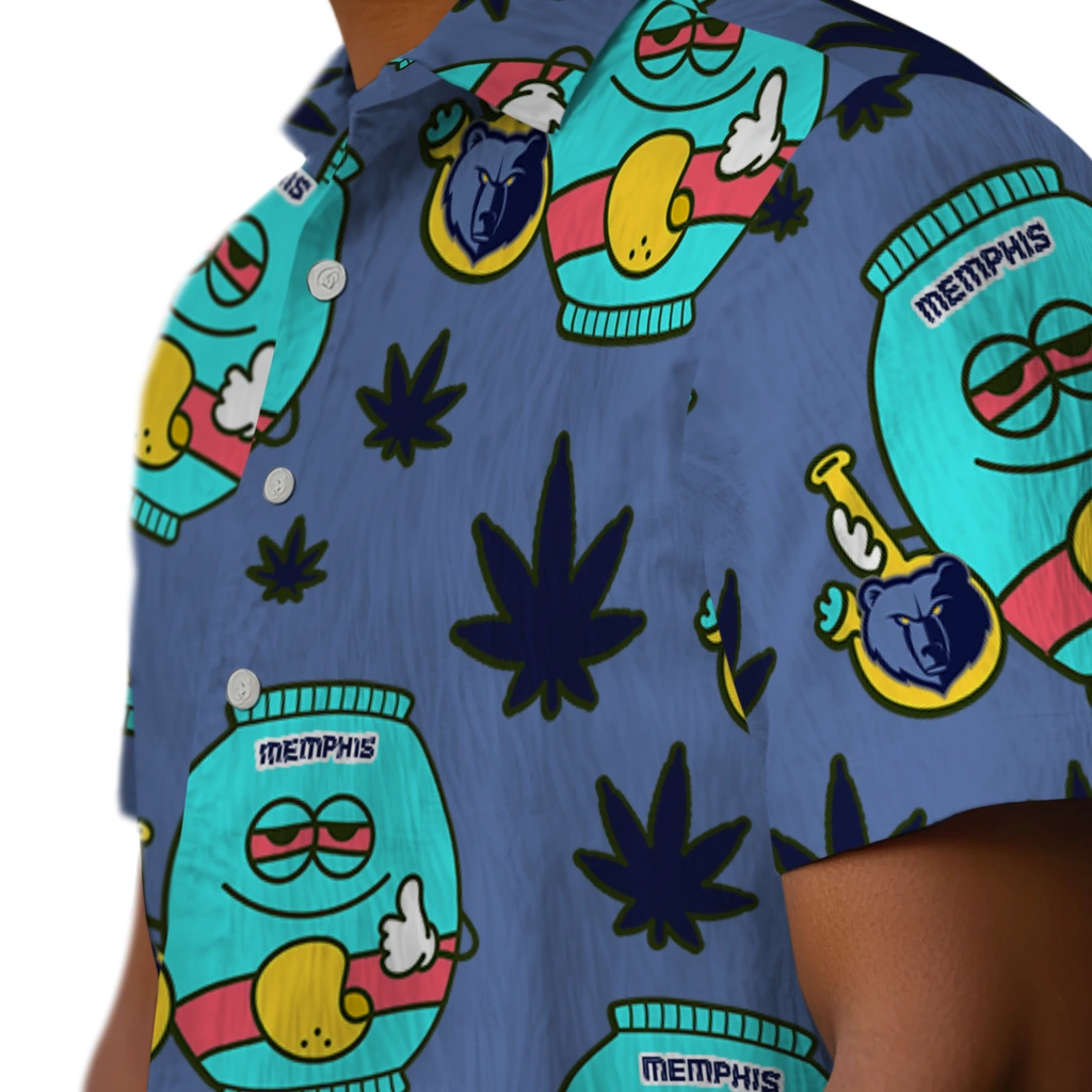 Memphis Grizzlies Hawaiian Shirt - Chill Vibe memphis grizzlies bong smile blue hawaiian shirts trendy