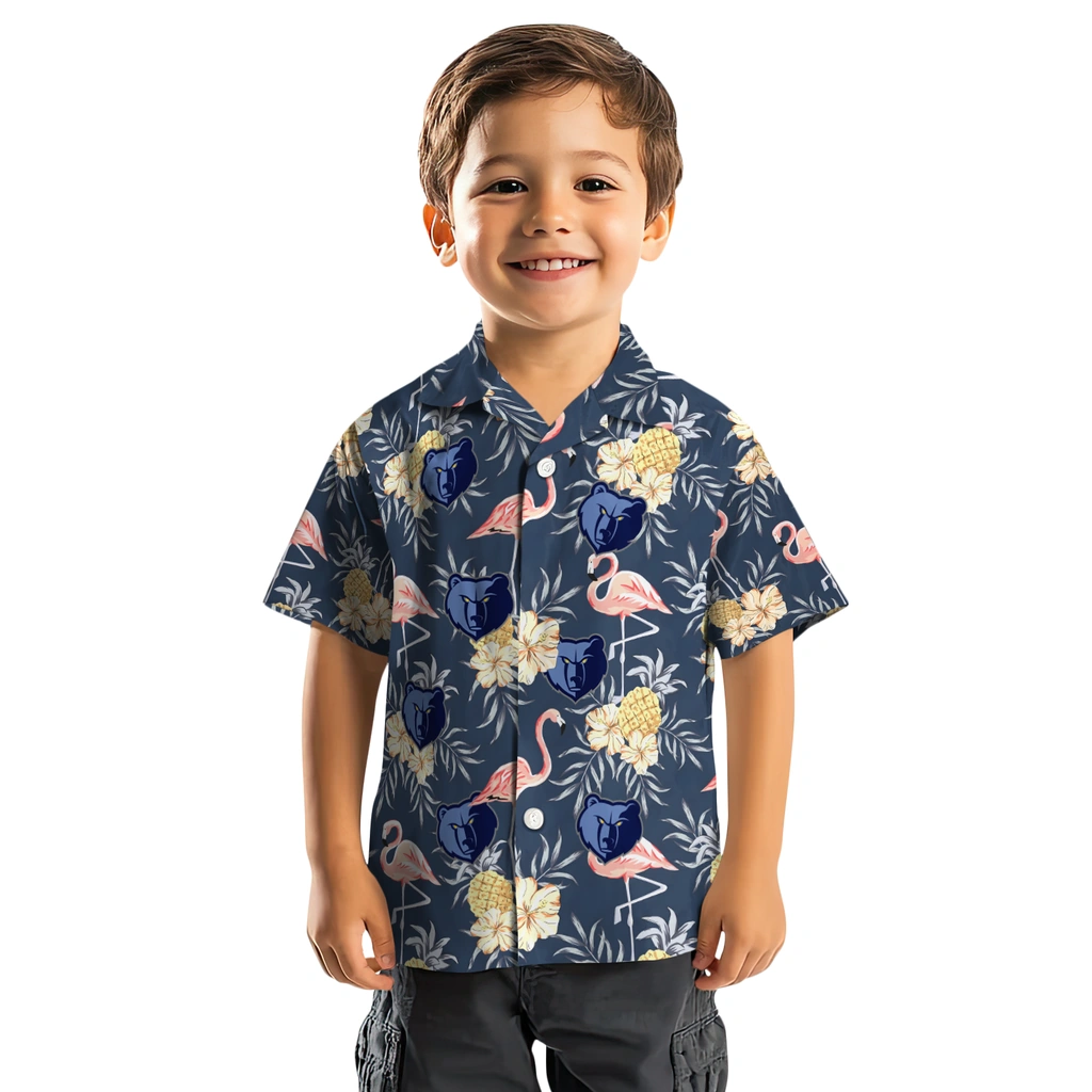 Memphis Grizzlies Hawaiian Shirt - Flamingo Hibiscus memphis grizzlies flamingo hibiscus navy hawaiian shirts top rated
