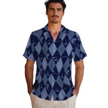 memphis grizzlies balloon plaid blue hawaiian shirts fashion forward