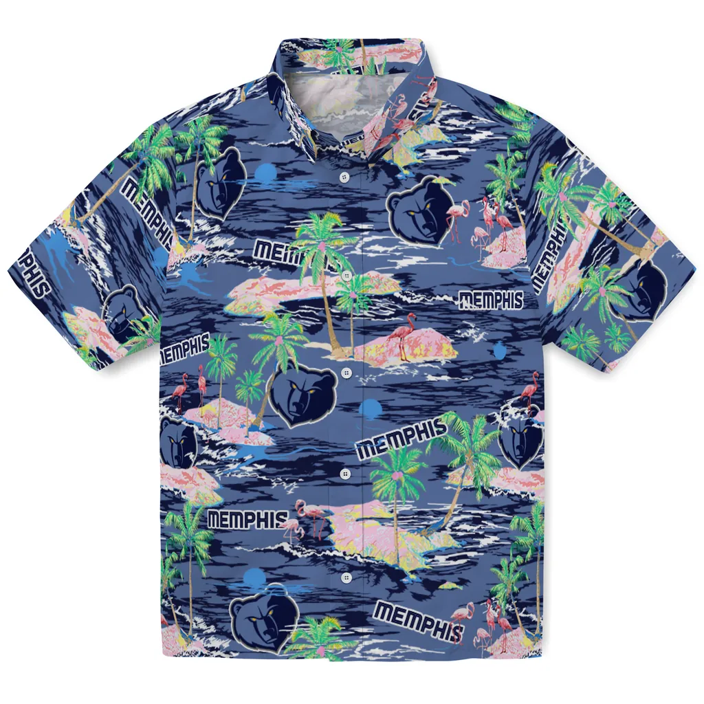 Memphis Grizzlies Hawaiian Shirt - Hawaii Island memphis grizzlies flamingo retreat blue hawaiian shirts best selling