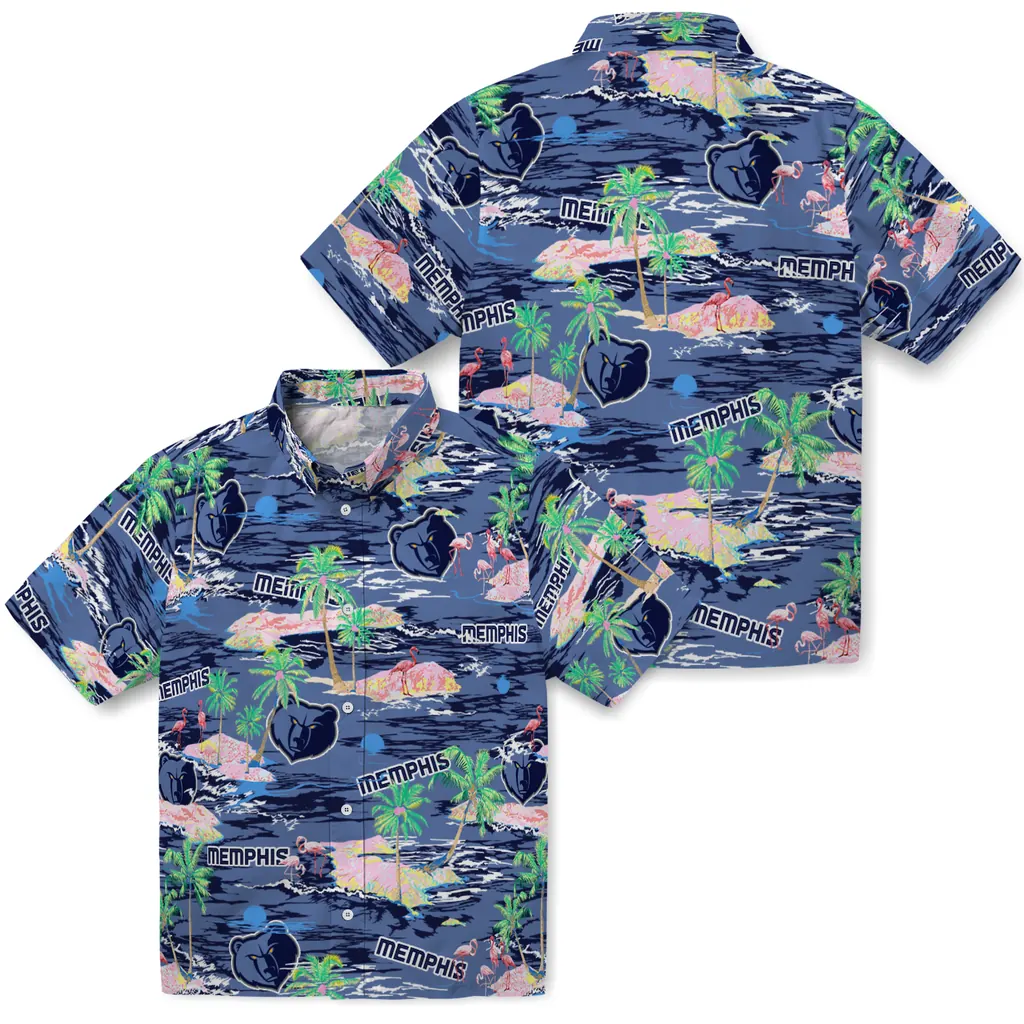 Memphis Grizzlies Hawaiian Shirt - Hawaii Island memphis grizzlies flamingo retreat blue hawaiian shirts high quality