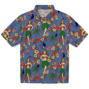 memphis grizzlies hawaiian girls design blue hawaiian shirts best selling