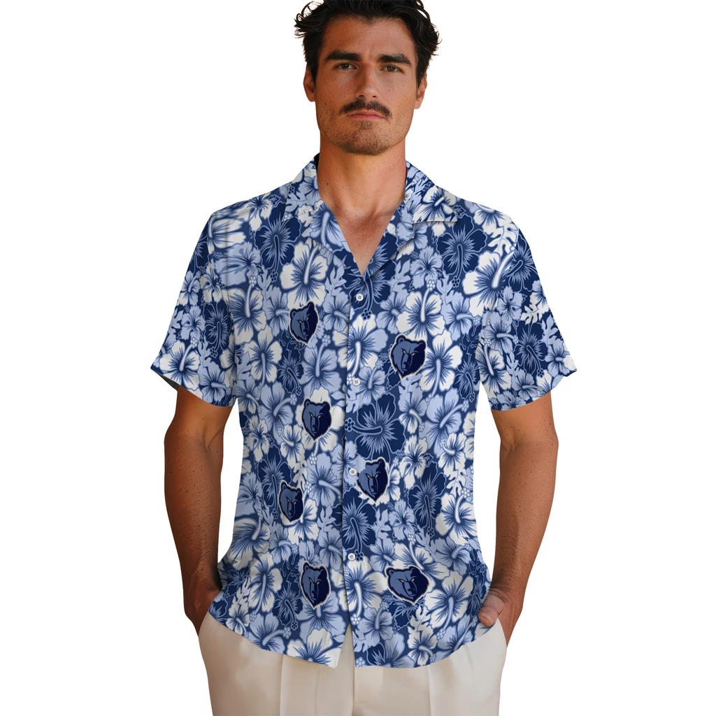 Memphis Grizzlies Hawaiian Shirt - Hibiscus Blooms memphis grizzlies hibiscus blooms blue hawaiian shirts fashion forward