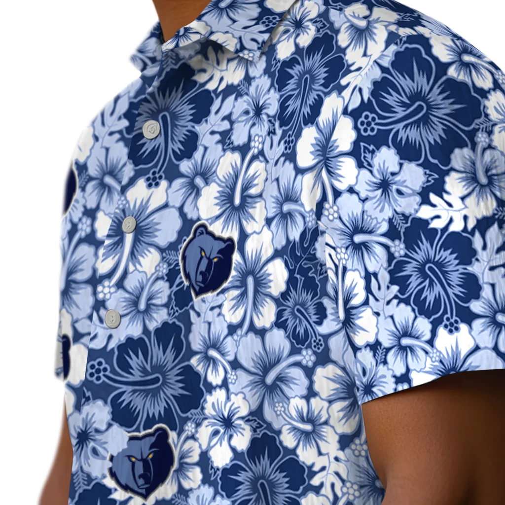 Memphis Grizzlies Hawaiian Shirt - Hibiscus Blooms memphis grizzlies hibiscus blooms blue hawaiian shirts trendy
