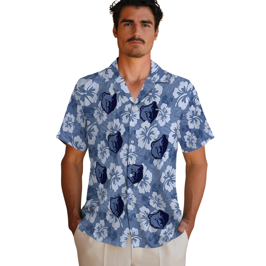 Memphis Grizzlies Hawaiian Shirt - Hibiscus Cluster memphis grizzlies hibiscus cluster blue hawaiian shirts fashion forward