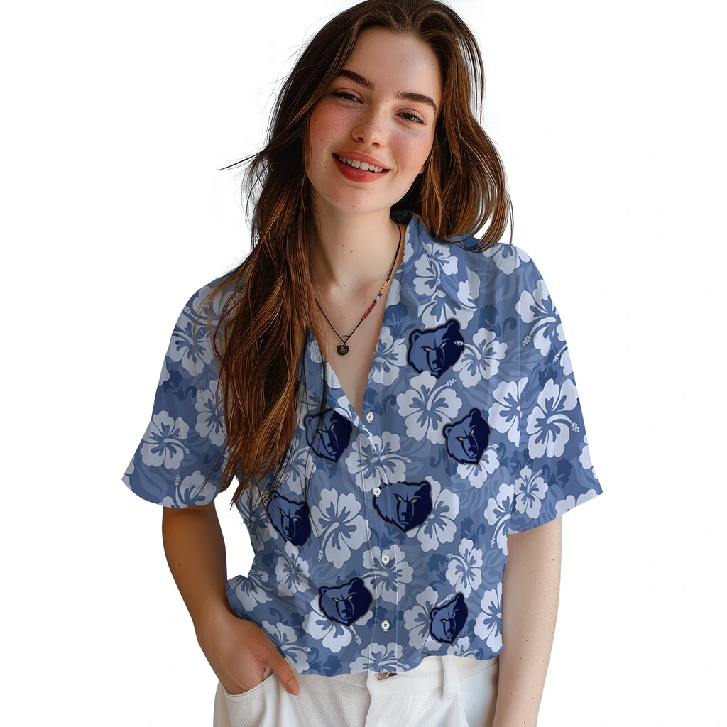 Memphis Grizzlies Hawaiian Shirt - Hibiscus Cluster memphis grizzlies hibiscus cluster blue hawaiian shirts latest model