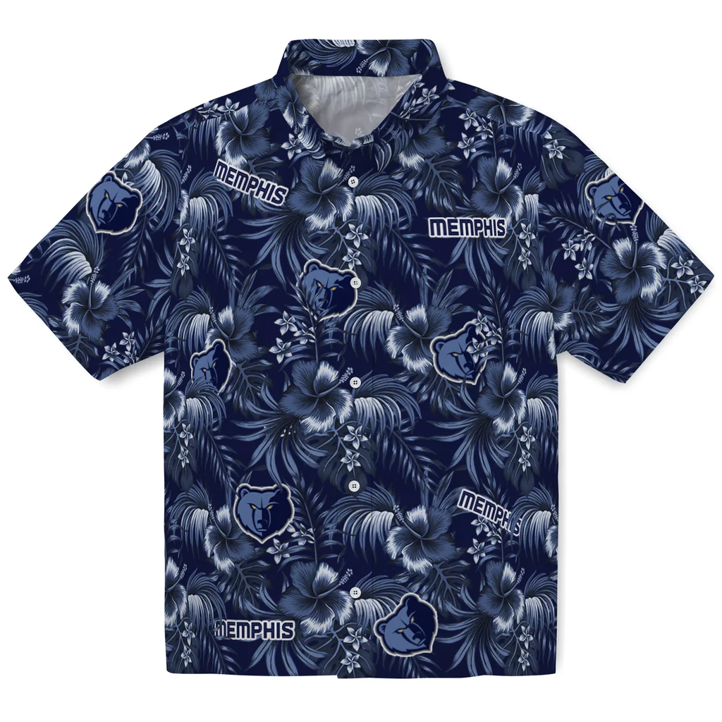 Memphis Grizzlies Hawaiian Shirt - Hibiscus Exotic memphis grizzlies hibiscus exotic blue hawaiian shirts best selling