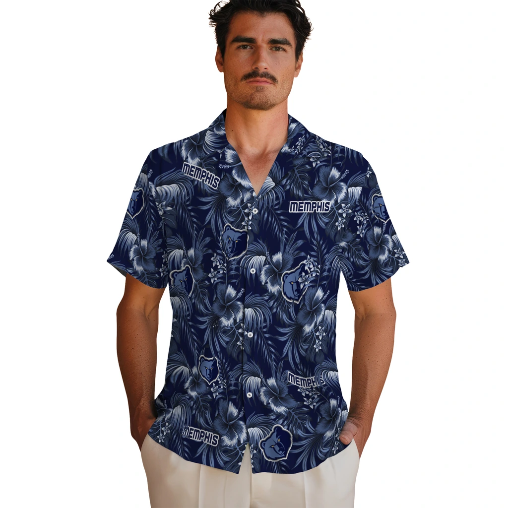 Memphis Grizzlies Hawaiian Shirt - Hibiscus Exotic memphis grizzlies hibiscus exotic blue hawaiian shirts fashion forward