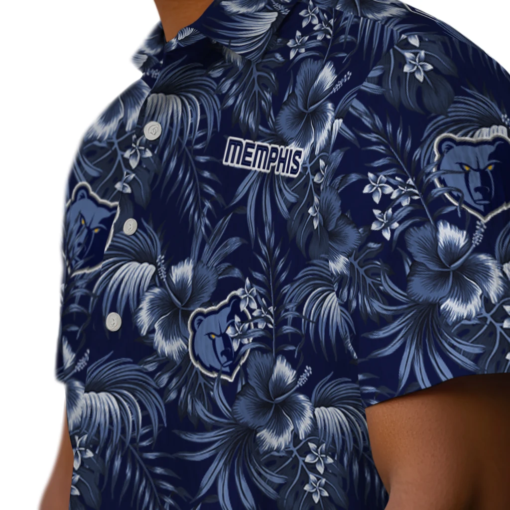 Memphis Grizzlies Hawaiian Shirt - Hibiscus Exotic memphis grizzlies hibiscus exotic blue hawaiian shirts trendy