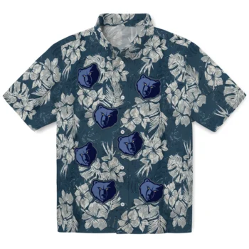 memphis grizzlies hibiscus flowers navy blue hawaiian shirts best selling