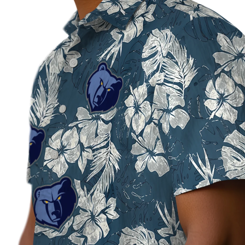 Memphis Grizzlies Hawaiian Shirt - Hibiscus Flowers memphis grizzlies hibiscus flowers navy blue hawaiian shirts trendy