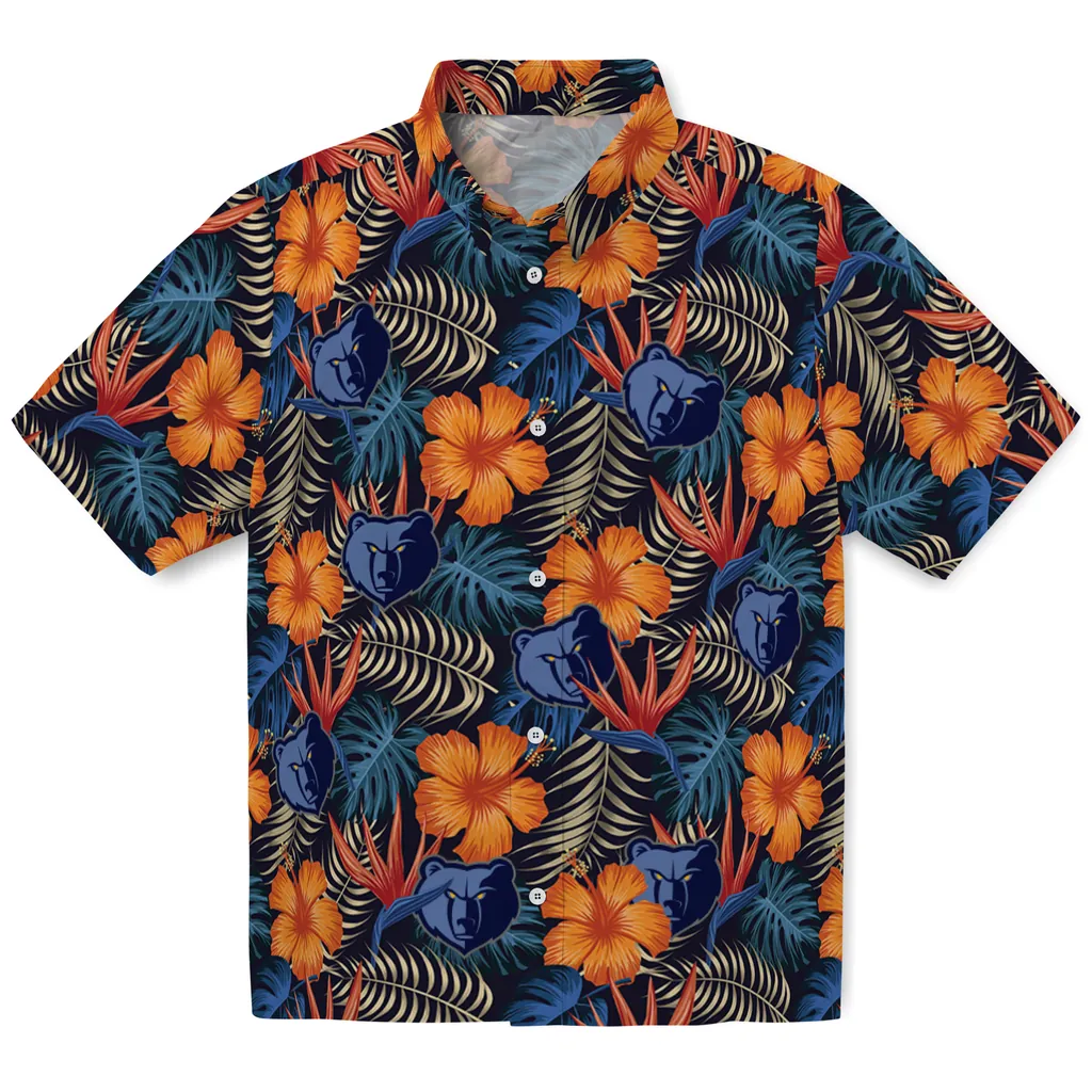Memphis Grizzlies Hawaiian Shirt - Hibiscus Foliage memphis grizzlies hibiscus foliage hawaiian shirts best selling