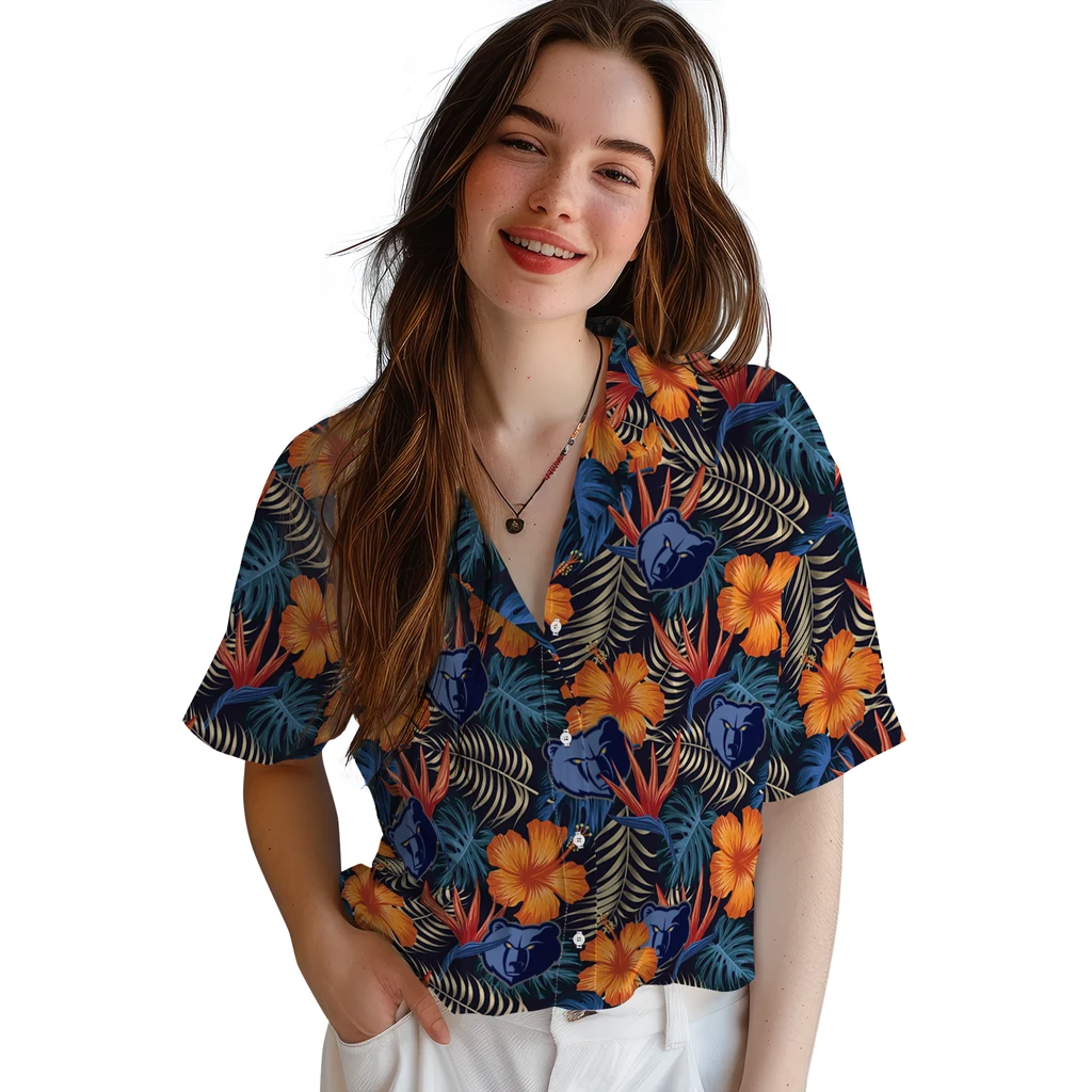 Memphis Grizzlies Hawaiian Shirt - Hibiscus Foliage memphis grizzlies hibiscus foliage hawaiian shirts latest model